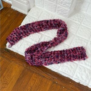 Plum Fuzzy Knit Skinny Scarf 🍇🧶